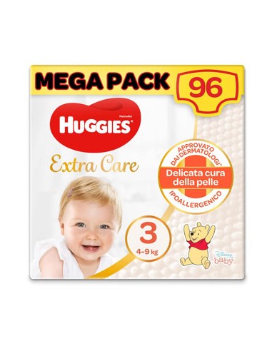 Huggies Extra Care Pannolini Taglia 3 - 4_9 Kg Confezione da 96