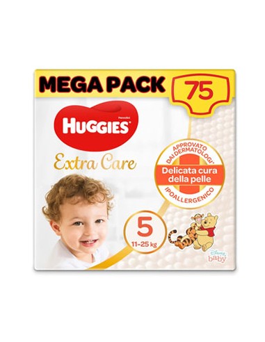 Huggies Extra Care Pannolini Taglia 5 - 11_25 Kg Confezione da 75