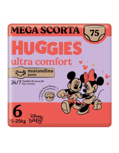Huggies Mutandina Ultra Comfort 6 Taglia - 15_25Kg - Confezione da 75