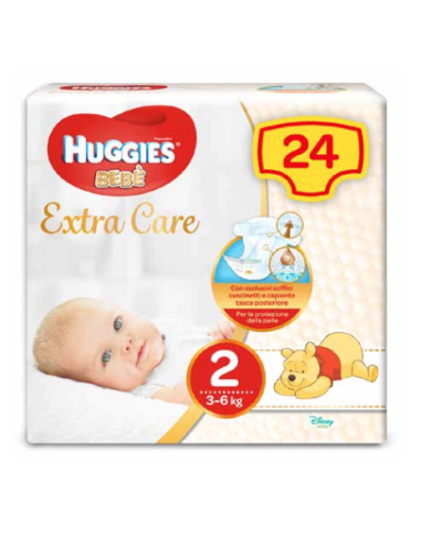 Huggies Pannolini Extra Care Bebe' - Taglia 2 -  3_6kg  - Confezione da 24