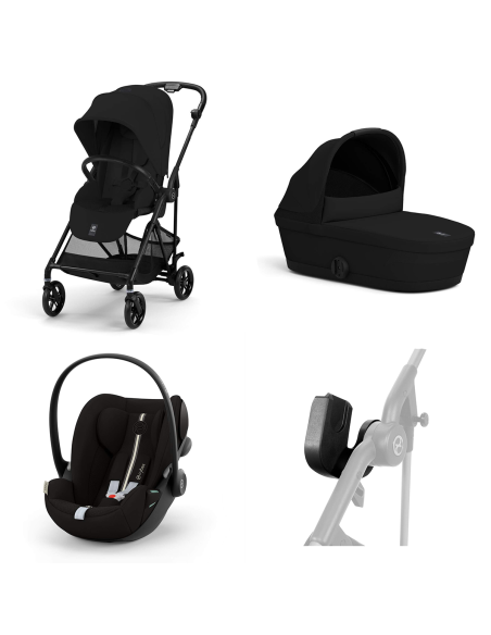 Cybex - Trio Melio Carbon 2025 Con Navicella Melio, Seggiolino Auto Cloud G i-Size E Adattatori