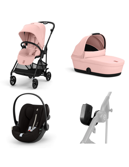 Cybex - Trio Melio Carbon 2025 Con Navicella Melio, Seggiolino Auto Cloud G i-Size E Adattatori