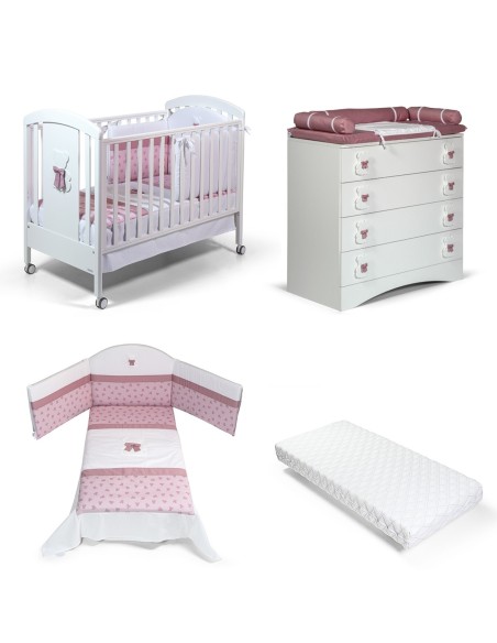 Bebex - Kit Cameretta Dodò Con Lettino, Comò, Piumone e Materasso - Spedizione Gratuita