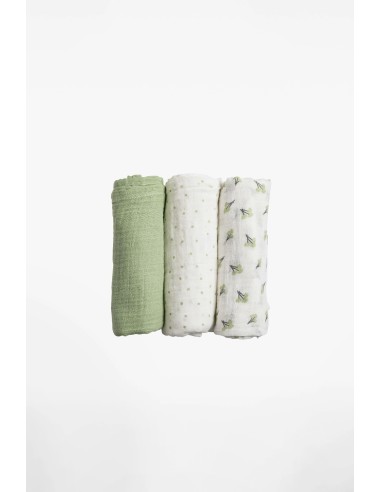 Koala Babycare - Soft Touch Set da 3 Mussole 80x80cm Blossom Green