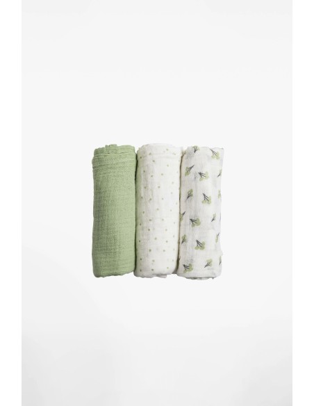 Koala Babycare - Soft Touch Set da 3 Mussole 80x80cm Blossom Green