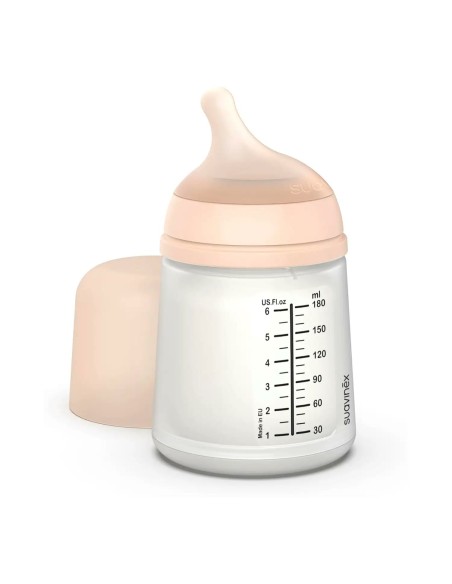 Suavinex - Biberon Zero.Zero 180ml con Tettarella in Silicone Anticolica Flusso Lento