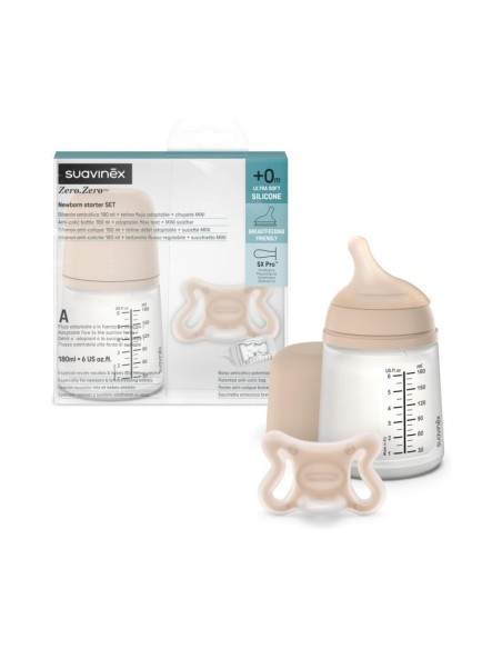 Suavinex - Starter Set Zero.Zero Biberon 180ml + Succhietto