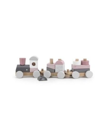 Label Label -Trenino In Legno Rosa Pastello
